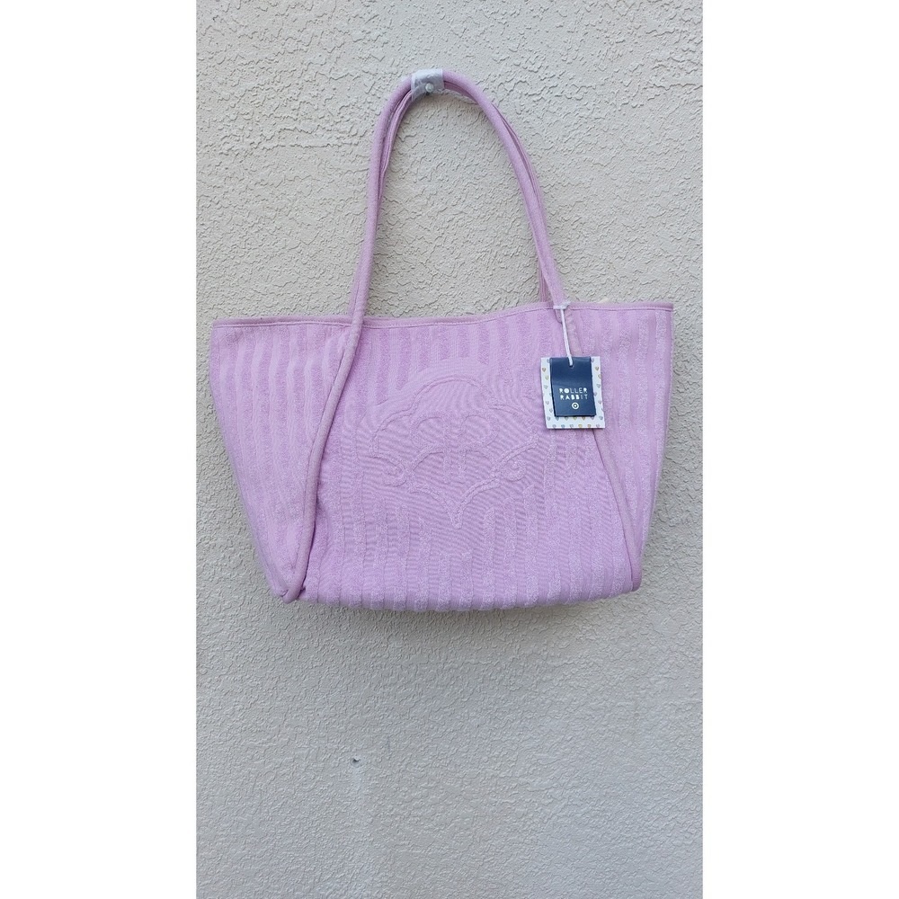 NWT RARE Roller Rabbit x Target Striped Pink Lavender Lg Terry Beach Tote Bag